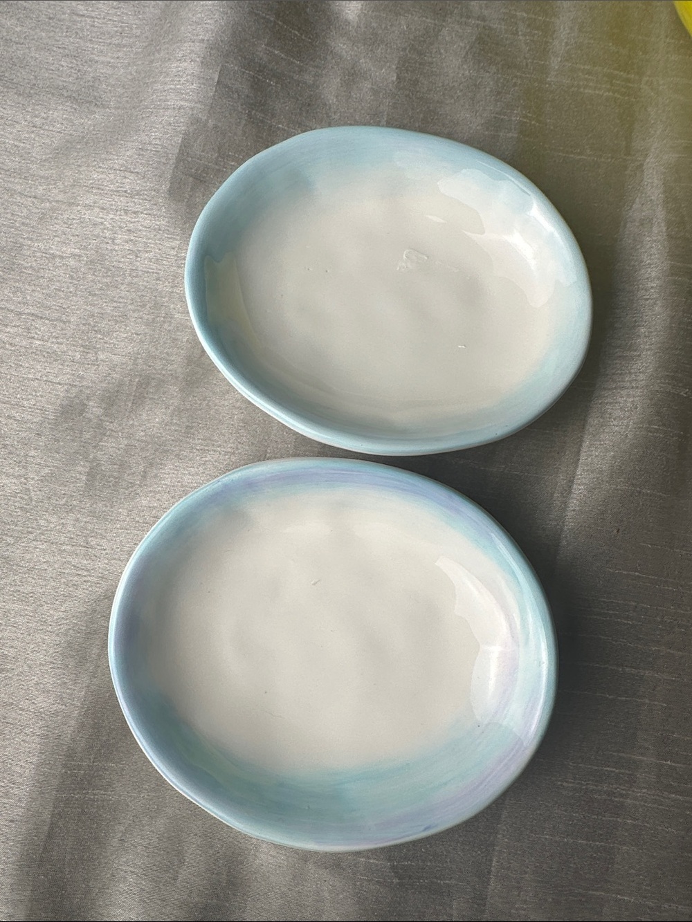 Hand Painted 2 Ceramic Butter Pat Plates- MWE Market